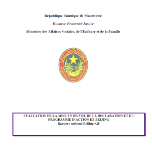 2019- Evaluation de la Mise en Oeuvre de la déclaration et du programme d'Action de Beijing