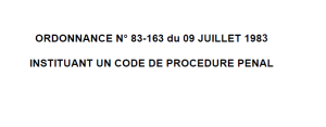 Ordonnance 83-162 du 09 juillet 1983 portant institution d’un Code Pénal