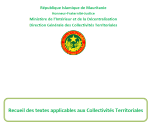Recueil des textes applicables aux Collectivités Territoriales